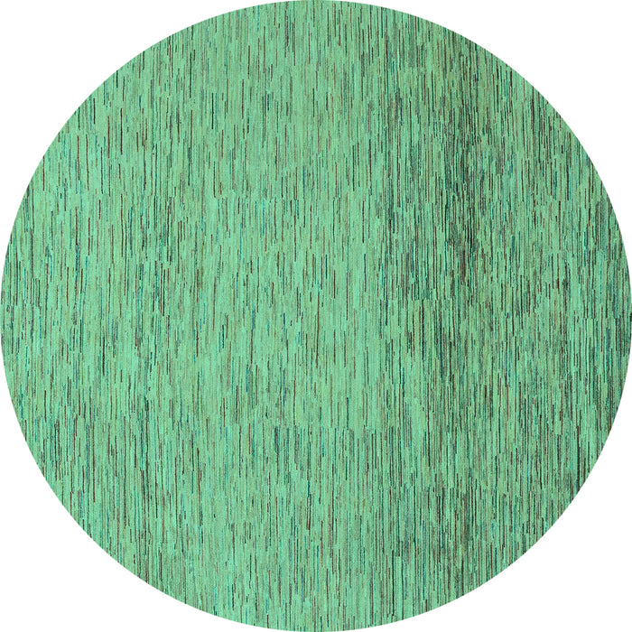 Round Machine Washable Abstract Turquoise Modern Area Rugs, wshabs1703turq