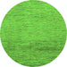 Round Machine Washable Abstract Green Modern Area Rugs, wshabs1703grn