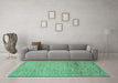 Machine Washable Abstract Turquoise Modern Area Rugs in a Living Room,, wshabs1703turq