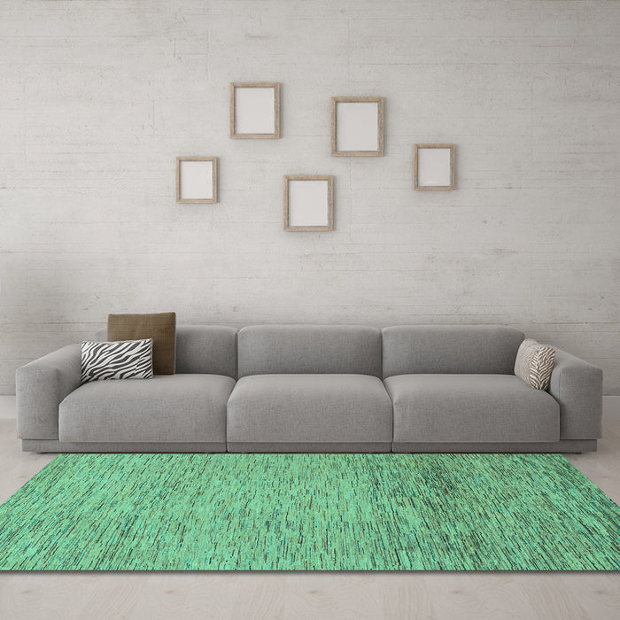 Machine Washable Abstract Turquoise Modern Area Rugs in a Living Room,, wshabs1703turq