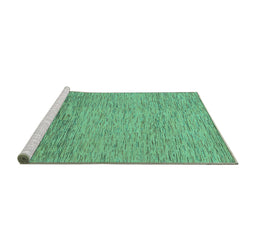 Sideview of Machine Washable Abstract Turquoise Modern Area Rugs, wshabs1703turq