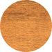 Round Machine Washable Abstract Orange Modern Area Rugs, wshabs1703org