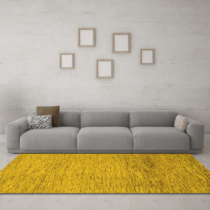 Machine Washable Abstract Yellow Modern Rug in a Living Room, wshabs1703yw