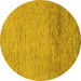 Round Abstract Yellow Modern Rug, abs1703yw