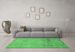 Machine Washable Abstract Emerald Green Modern Area Rugs in a Living Room,, wshabs1703emgrn