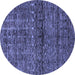 Round Machine Washable Abstract Blue Modern Rug, wshabs1704blu