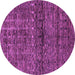 Round Machine Washable Abstract Purple Modern Area Rugs, wshabs1704pur