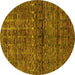 Round Abstract Yellow Modern Rug, abs1704yw