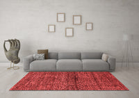 Machine Washable Abstract Red Modern Rug, wshabs1704red