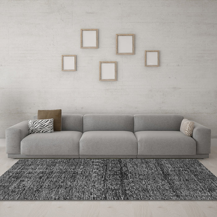 Machine Washable Abstract Gray Modern Rug in a Living Room,, wshabs1704gry