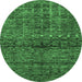 Round Abstract Emerald Green Modern Rug, abs1704emgrn