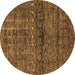 Round Abstract Brown Modern Rug, abs1704brn