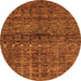 Round Machine Washable Abstract Orange Modern Area Rugs, wshabs1704org