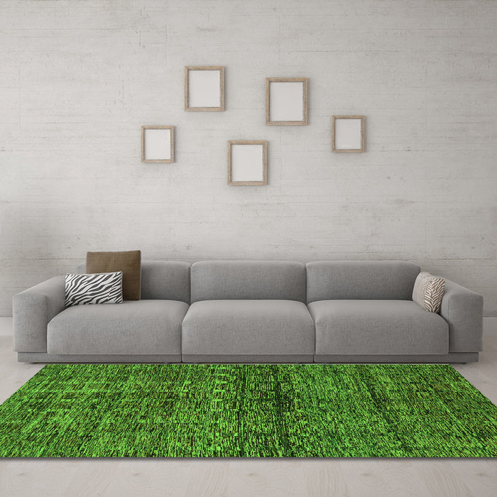 Machine Washable Abstract Green Modern Area Rugs in a Living Room,, wshabs1704grn