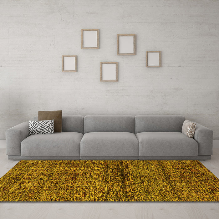 Machine Washable Abstract Yellow Modern Rug in a Living Room, wshabs1704yw