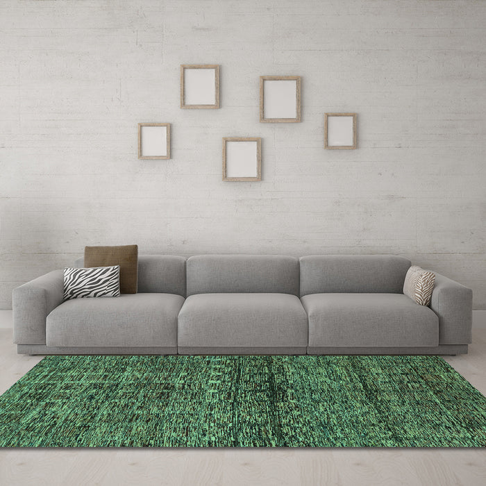 Machine Washable Abstract Turquoise Modern Area Rugs in a Living Room,, wshabs1704turq