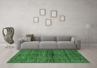 Machine Washable Abstract Emerald Green Modern Rug, wshabs1704emgrn