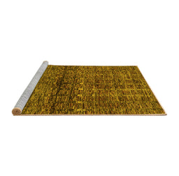Sideview of Machine Washable Abstract Yellow Modern Rug, wshabs1704yw