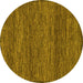 Round Machine Washable Abstract Yellow Modern Rug, wshabs1705yw