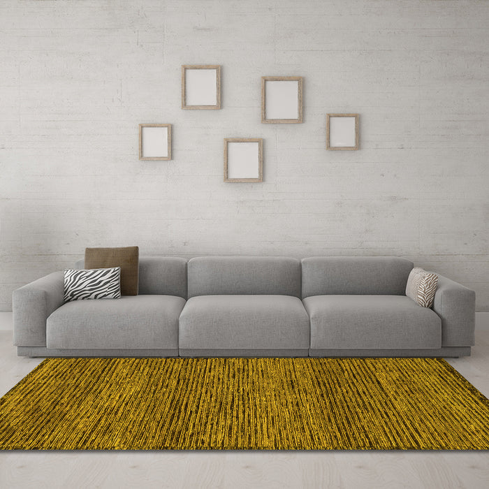 Machine Washable Abstract Yellow Modern Rug in a Living Room, wshabs1705yw