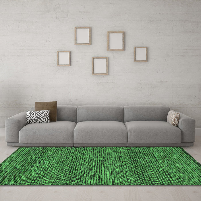 Machine Washable Abstract Emerald Green Modern Area Rugs in a Living Room,, wshabs1705emgrn