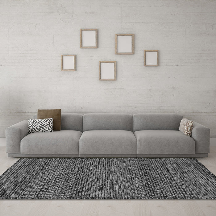Machine Washable Abstract Gray Modern Rug in a Living Room,, wshabs1705gry