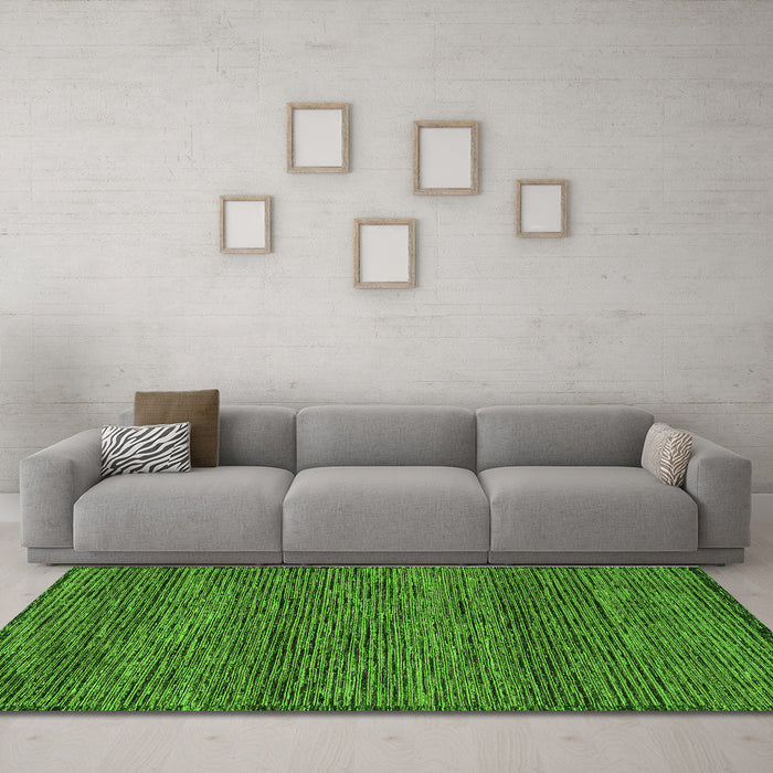 Machine Washable Abstract Green Modern Area Rugs in a Living Room,, wshabs1705grn
