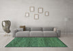 Machine Washable Abstract Turquoise Modern Area Rugs in a Living Room,, wshabs1705turq