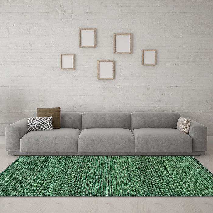 Machine Washable Abstract Turquoise Modern Area Rugs in a Living Room,, wshabs1705turq