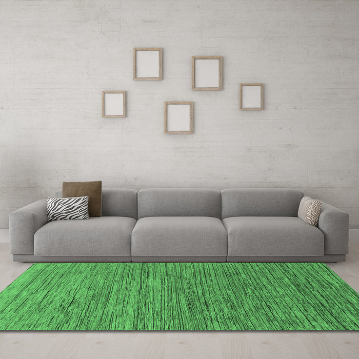 Machine Washable Abstract Emerald Green Modern Area Rugs in a Living Room,, wshabs1706emgrn
