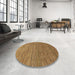 Round Abstract Yellow Modern Rug in a Office, abs1706