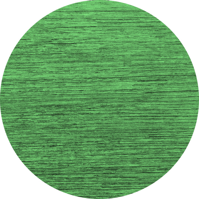 Round Machine Washable Abstract Emerald Green Modern Area Rugs, wshabs1706emgrn