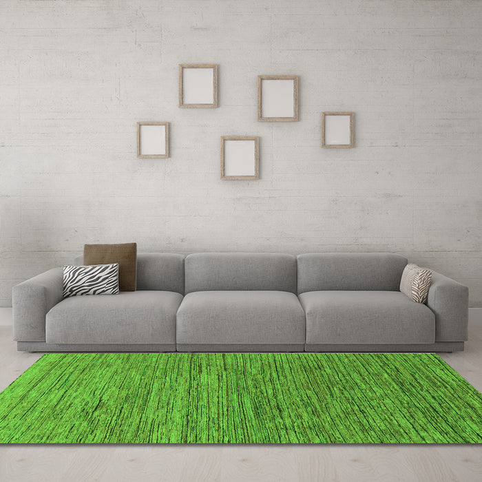 Machine Washable Abstract Green Modern Area Rugs in a Living Room,, wshabs1706grn