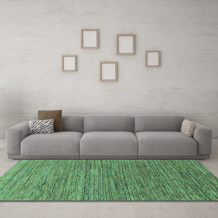 Machine Washable Abstract Turquoise Modern Area Rugs in a Living Room,, wshabs1706turq