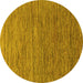 Round Abstract Yellow Modern Rug, abs1706yw