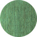 Round Abstract Turquoise Modern Rug, abs1706turq