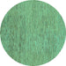 Round Abstract Turquoise Modern Rug, abs1707turq