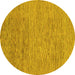 Round Machine Washable Abstract Yellow Modern Rug, wshabs1707yw