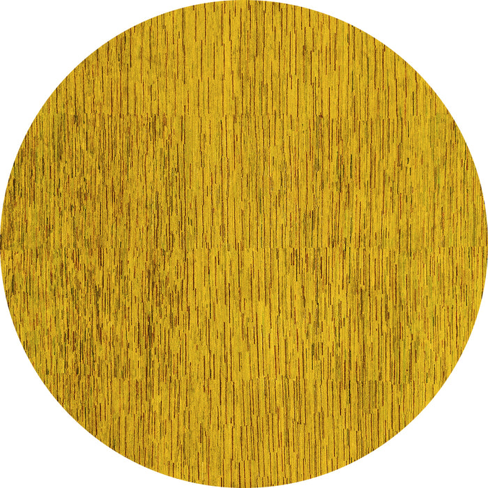 Round Abstract Yellow Modern Rug, abs1707yw