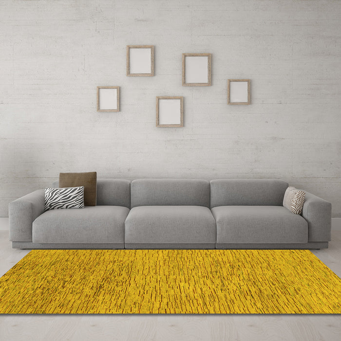 Machine Washable Abstract Yellow Modern Rug in a Living Room, wshabs1707yw