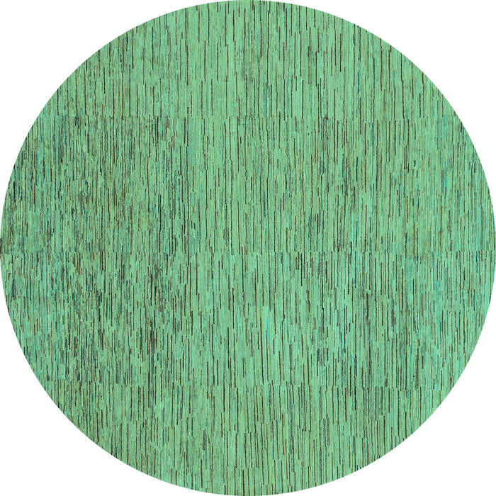 Round Machine Washable Abstract Turquoise Modern Area Rugs, wshabs1707turq
