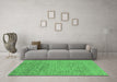 Machine Washable Abstract Emerald Green Modern Area Rugs in a Living Room,, wshabs1707emgrn