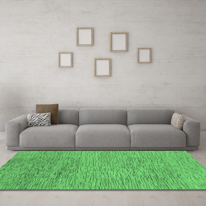 Machine Washable Abstract Emerald Green Modern Area Rugs in a Living Room,, wshabs1707emgrn