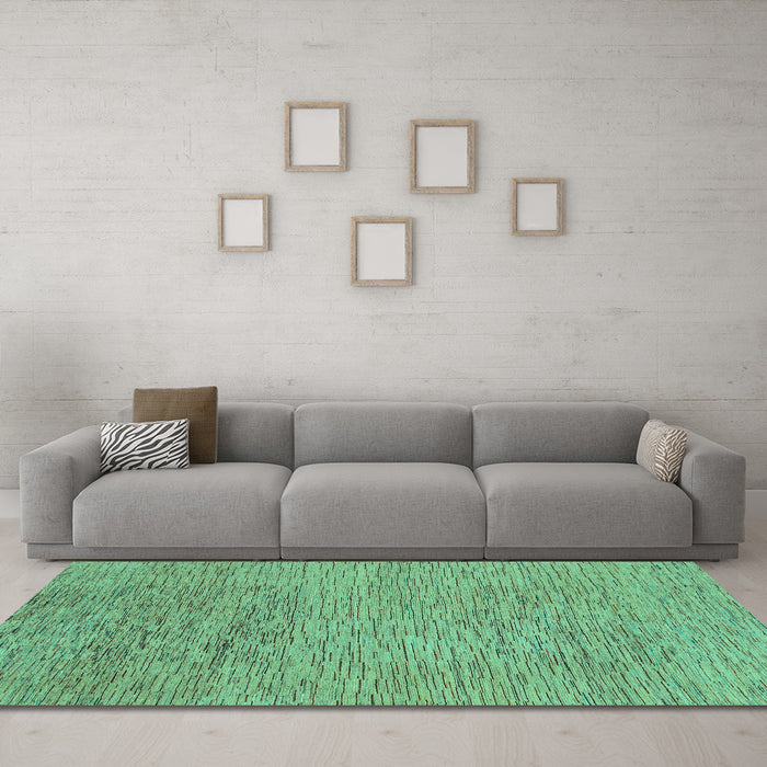 Machine Washable Abstract Turquoise Modern Area Rugs in a Living Room,, wshabs1707turq