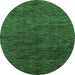 Round Machine Washable Abstract Emerald Green Modern Area Rugs, wshabs1708emgrn