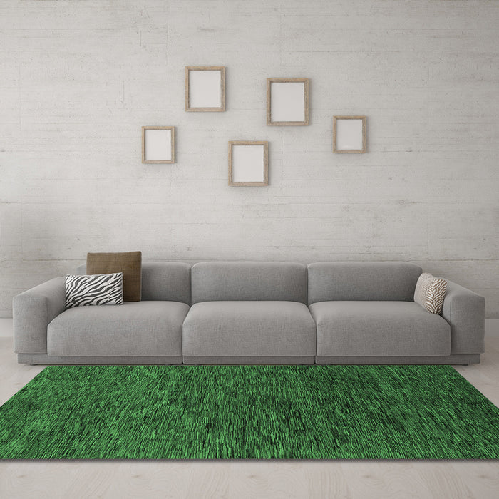 Machine Washable Abstract Emerald Green Modern Area Rugs in a Living Room,, wshabs1708emgrn