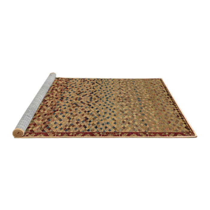 Sideview of Machine Washable Abstract Gold Rug, wshabs1709