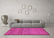 Machine Washable Abstract Pink Modern Rug in a Living Room, wshabs1709pnk