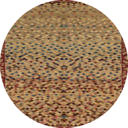 Round Machine Washable Abstract Gold Rug, wshabs1709