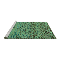 Sideview of Machine Washable Abstract Turquoise Modern Area Rugs, wshabs1709turq